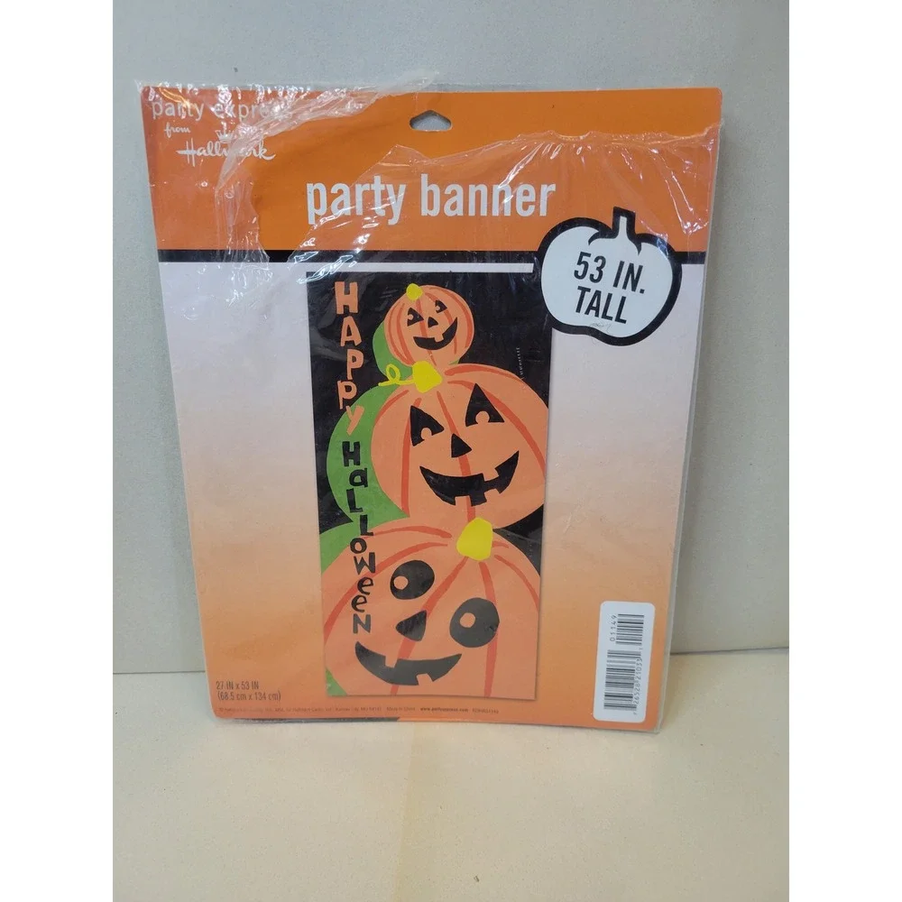 Hallmark Party Express Halloween Banner 53 Inch Jack-O-Lantern Pumpkin Decor